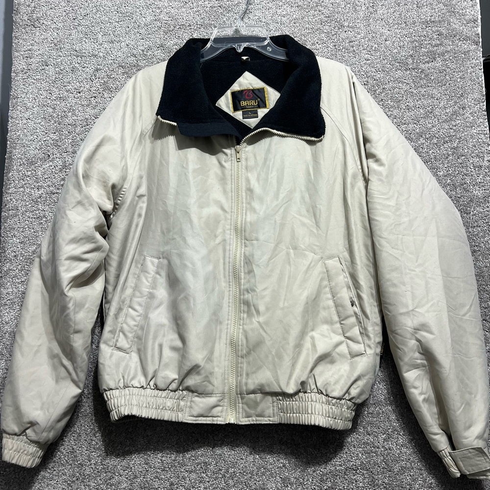 BARU Sports Men’s Zip Front Beige Coat Jacket Size Large